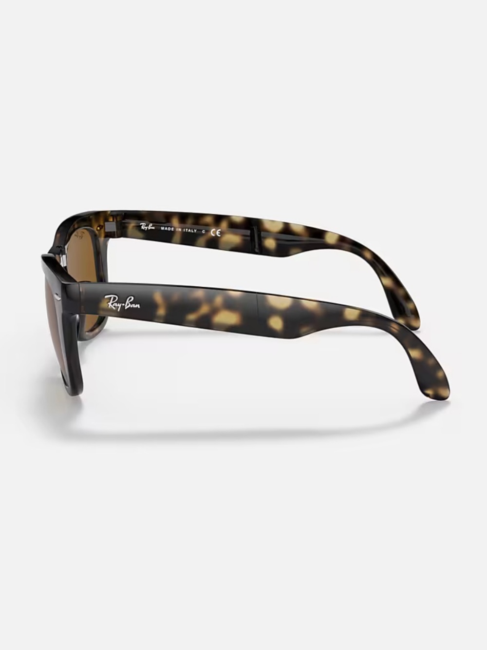 Folding Ray-Ban Tortoiseshell Wayfarer Sunglasses with Brown Lenses - Polarized - Picture 5 of 5
